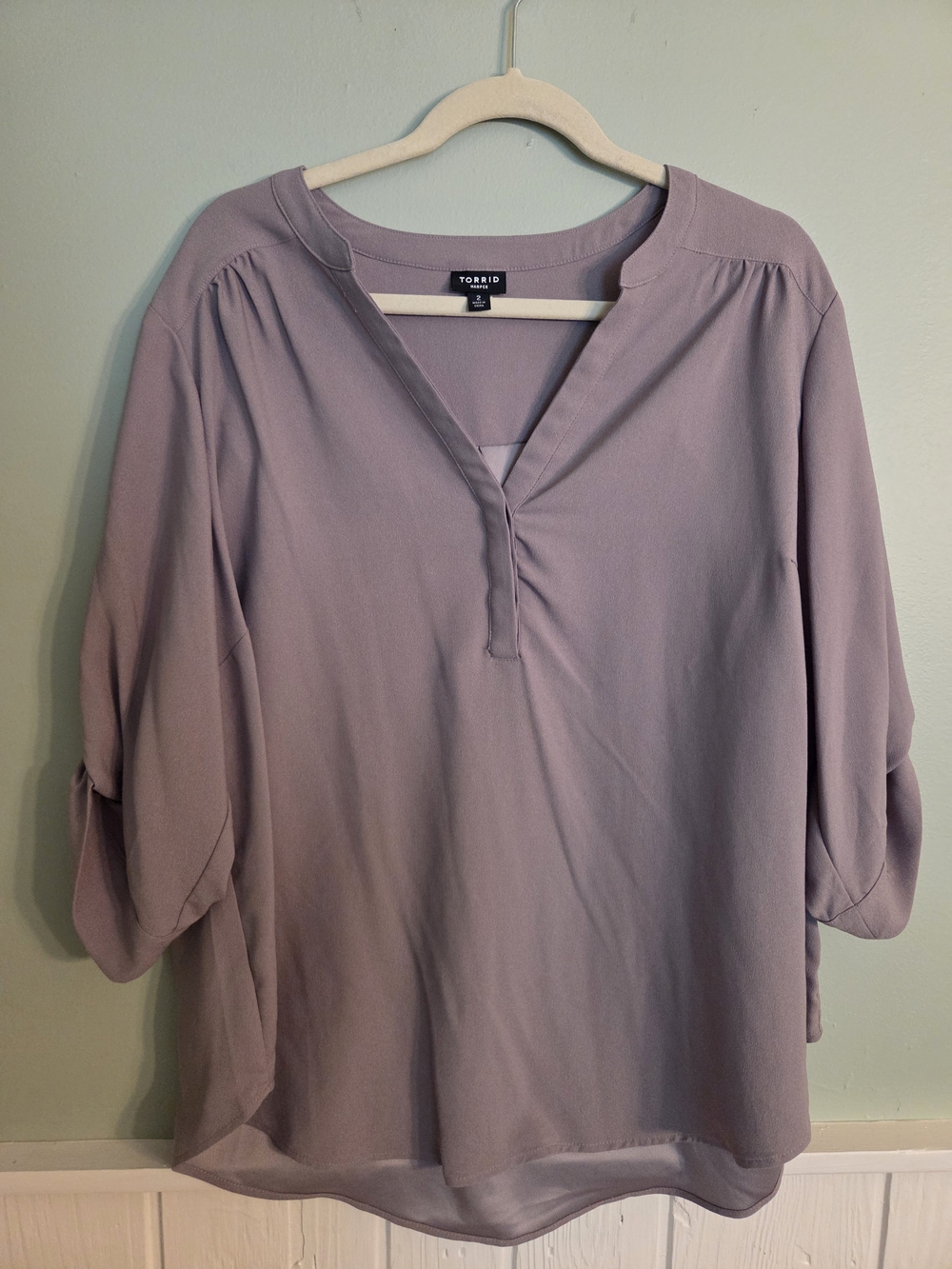 Torrid Gray Split-Neck Blouse